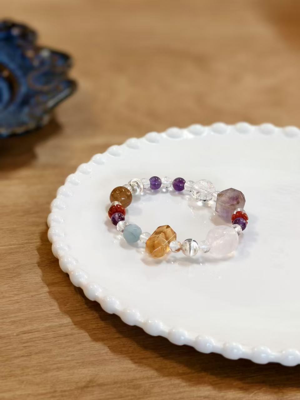 Yuan Crystal Jade & Silver Bracelet