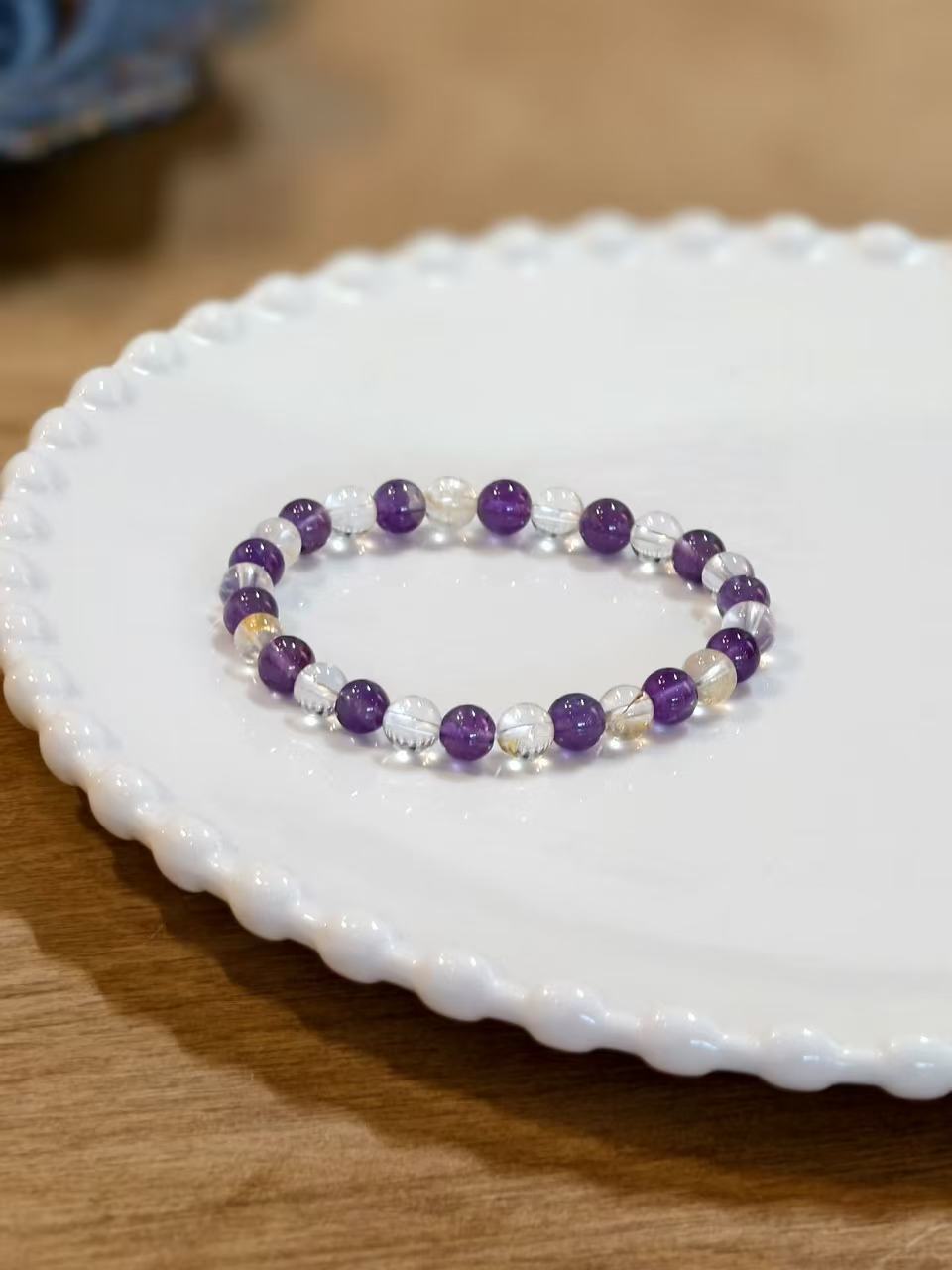 Yuan Perple Alternate Transparent Crystal Bracelet